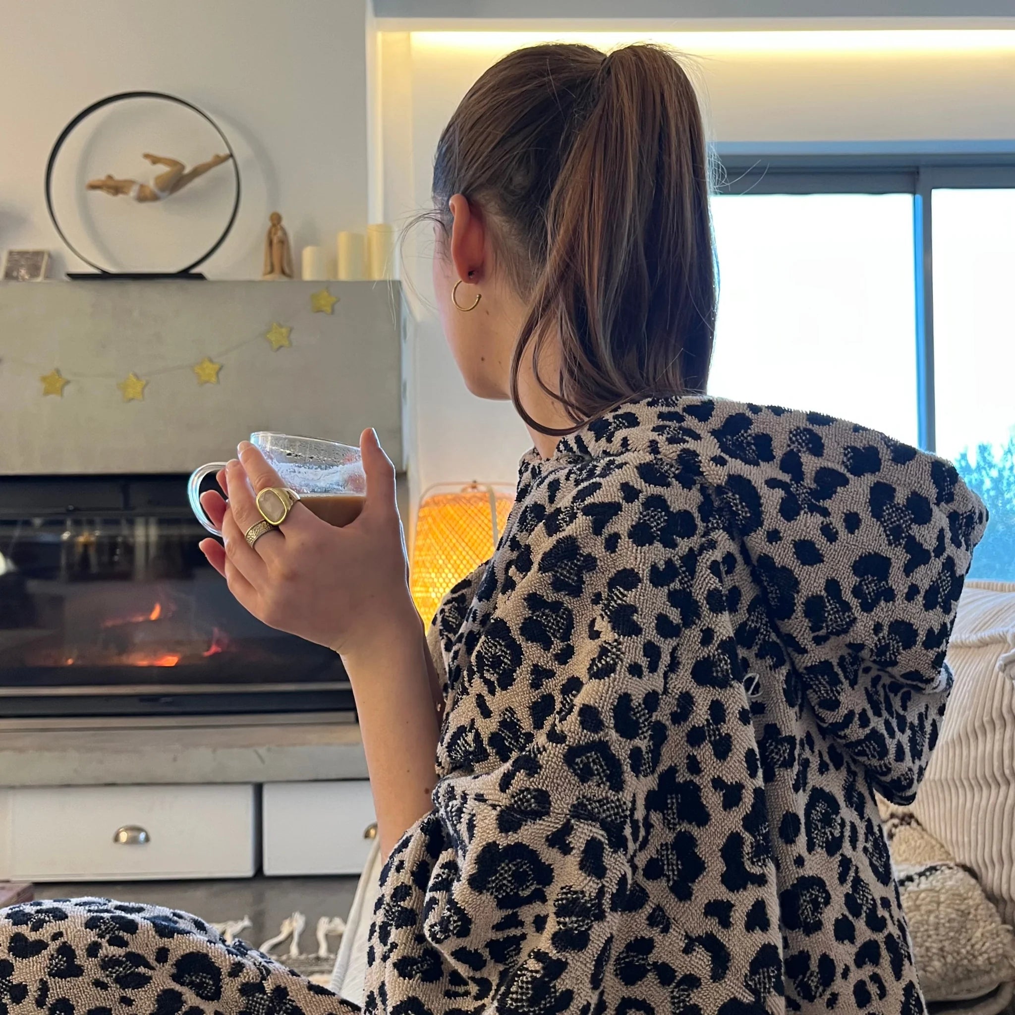 Poncho en coton premium bio Léopard