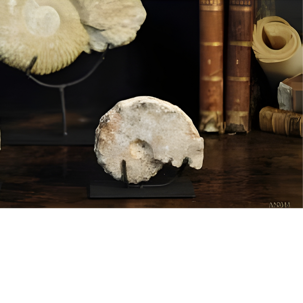 Goniatite à pics sur socle métal