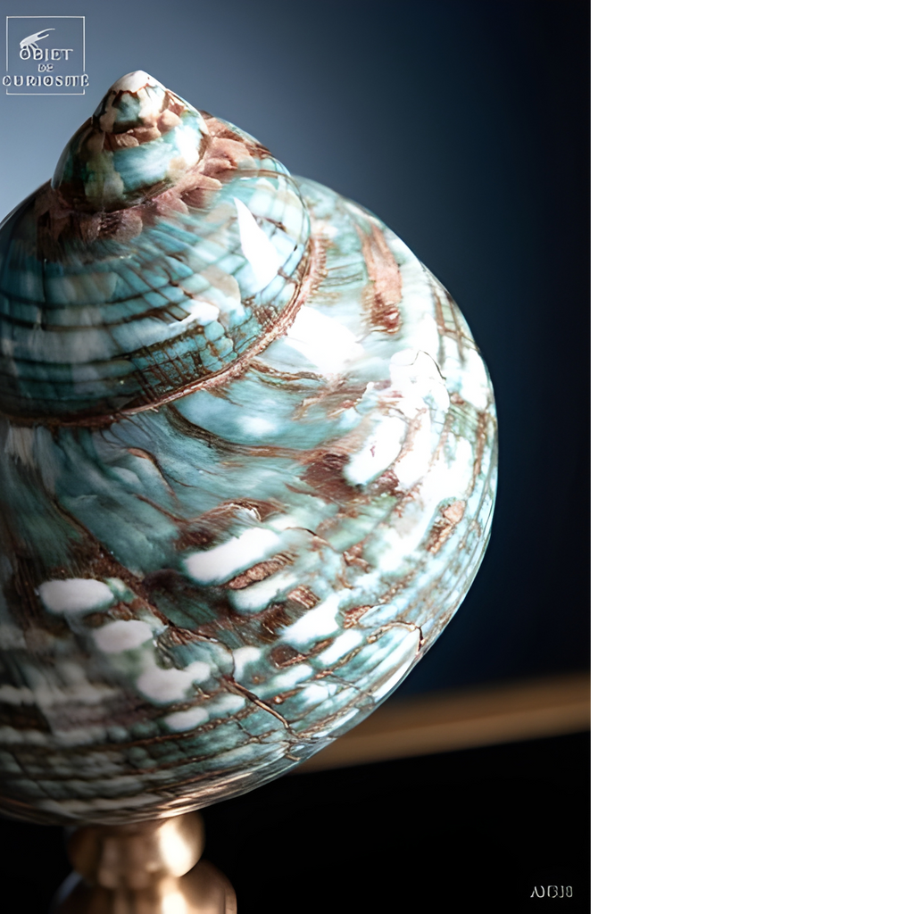 Turbo IMPERIALIS vert, poli, sur pied laiton