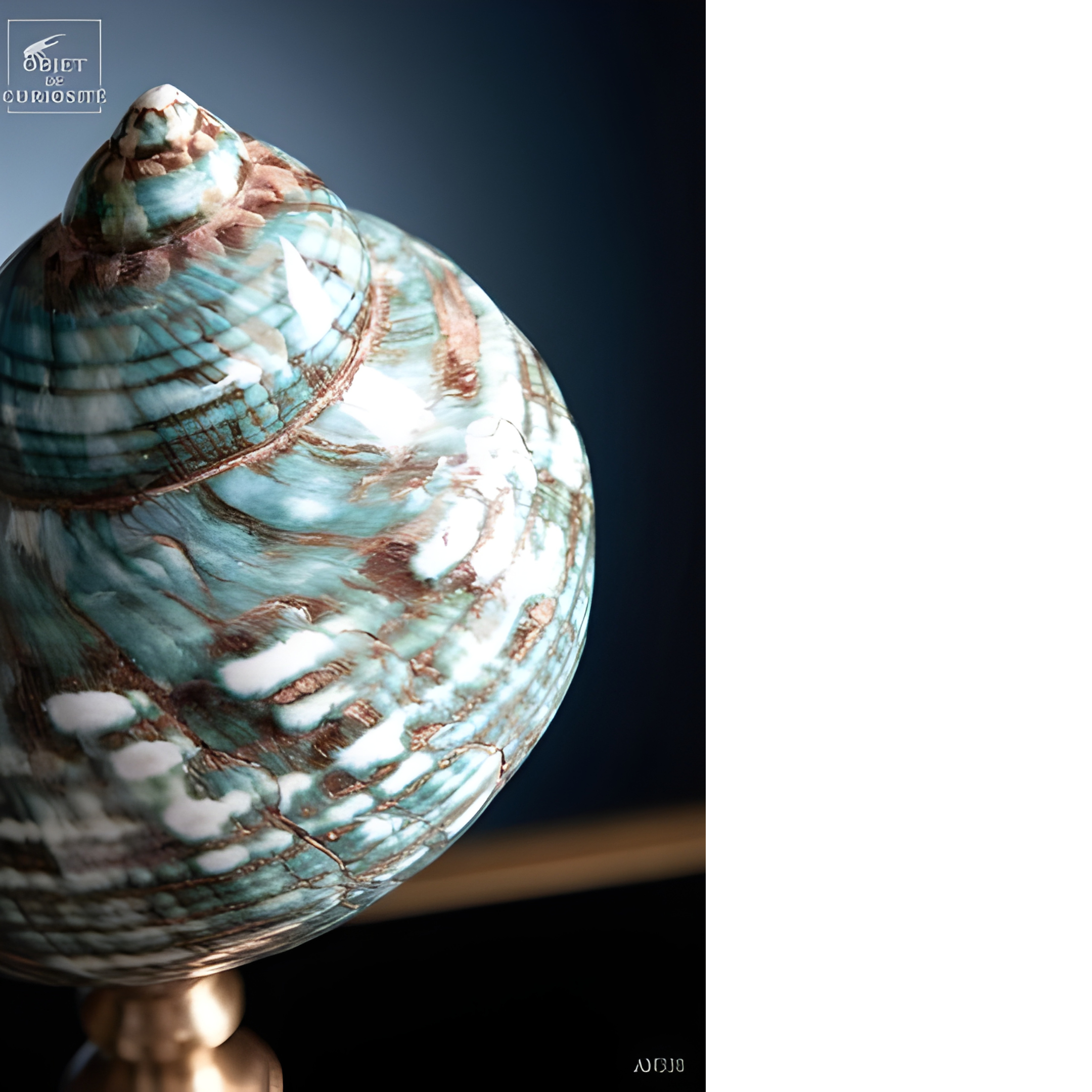 Turbo IMPERIALIS vert, poli, sur pied laiton