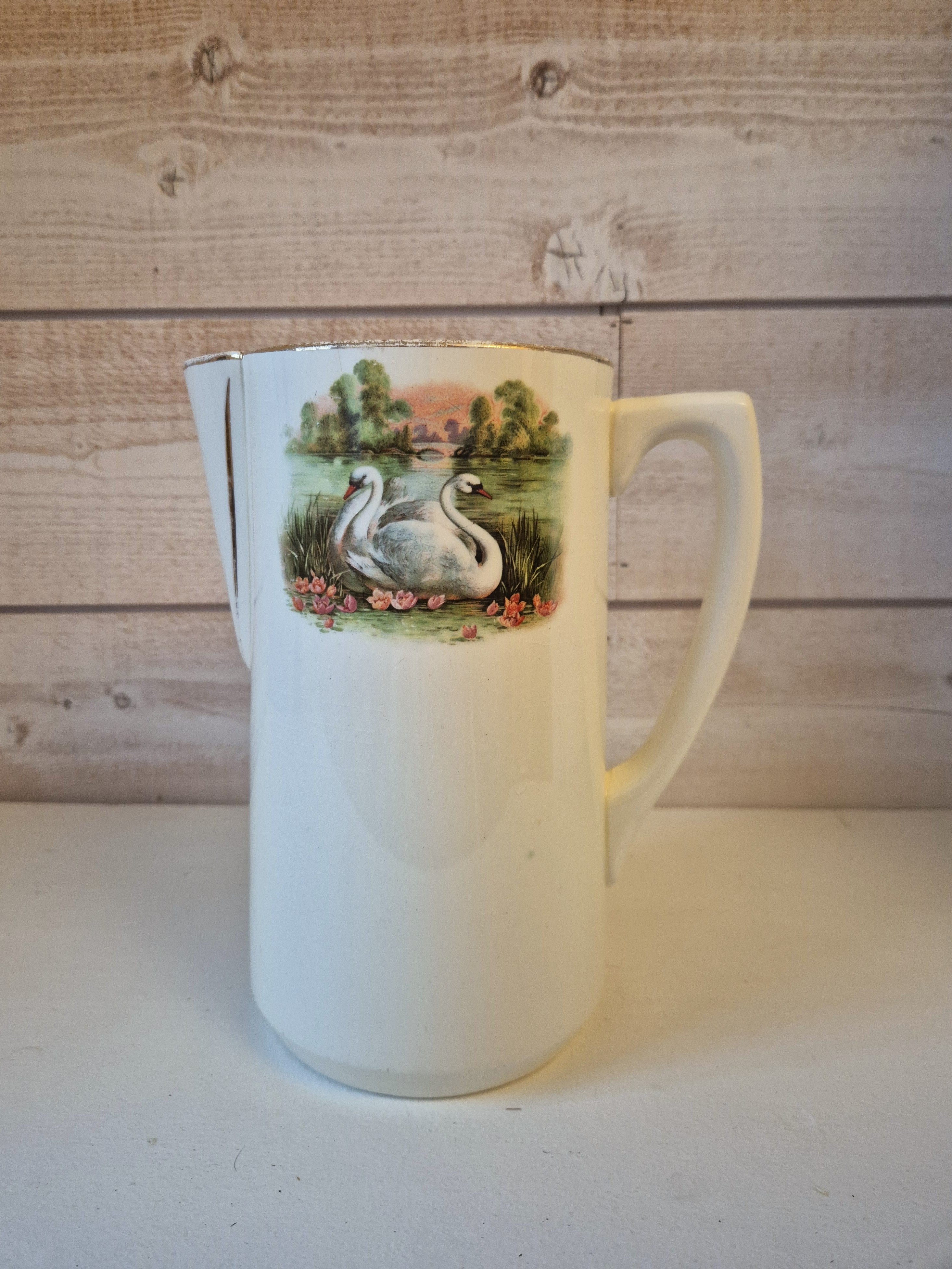 Grand pichet vintage motif Cygnes