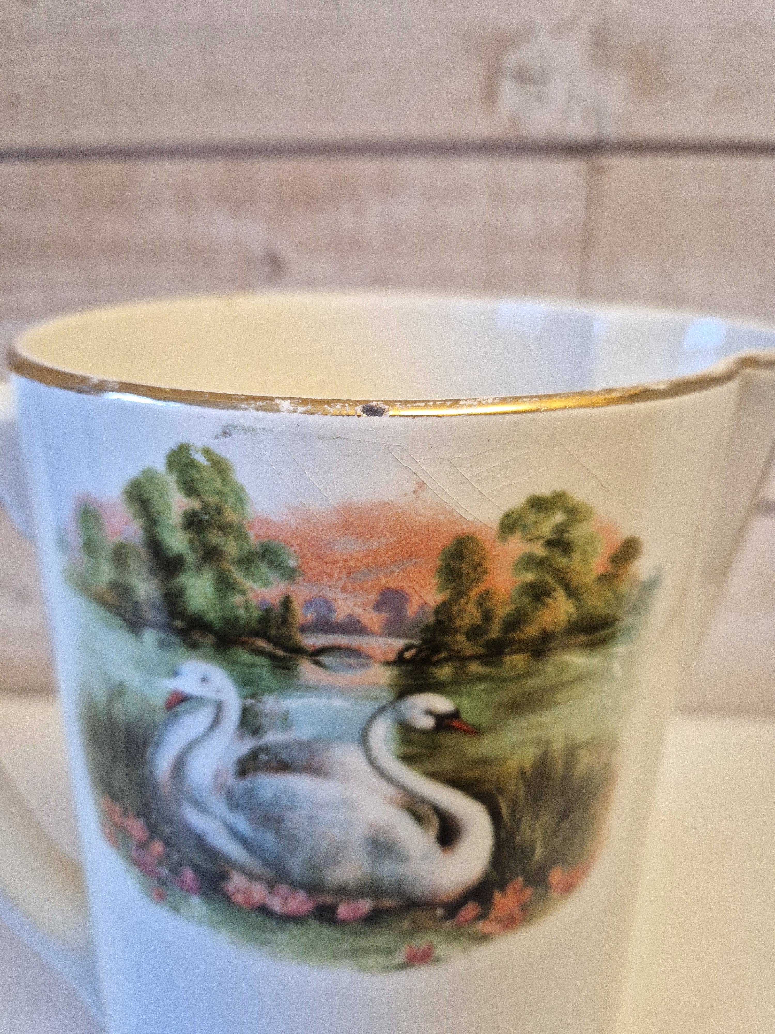 Grand pichet vintage motif Cygnes