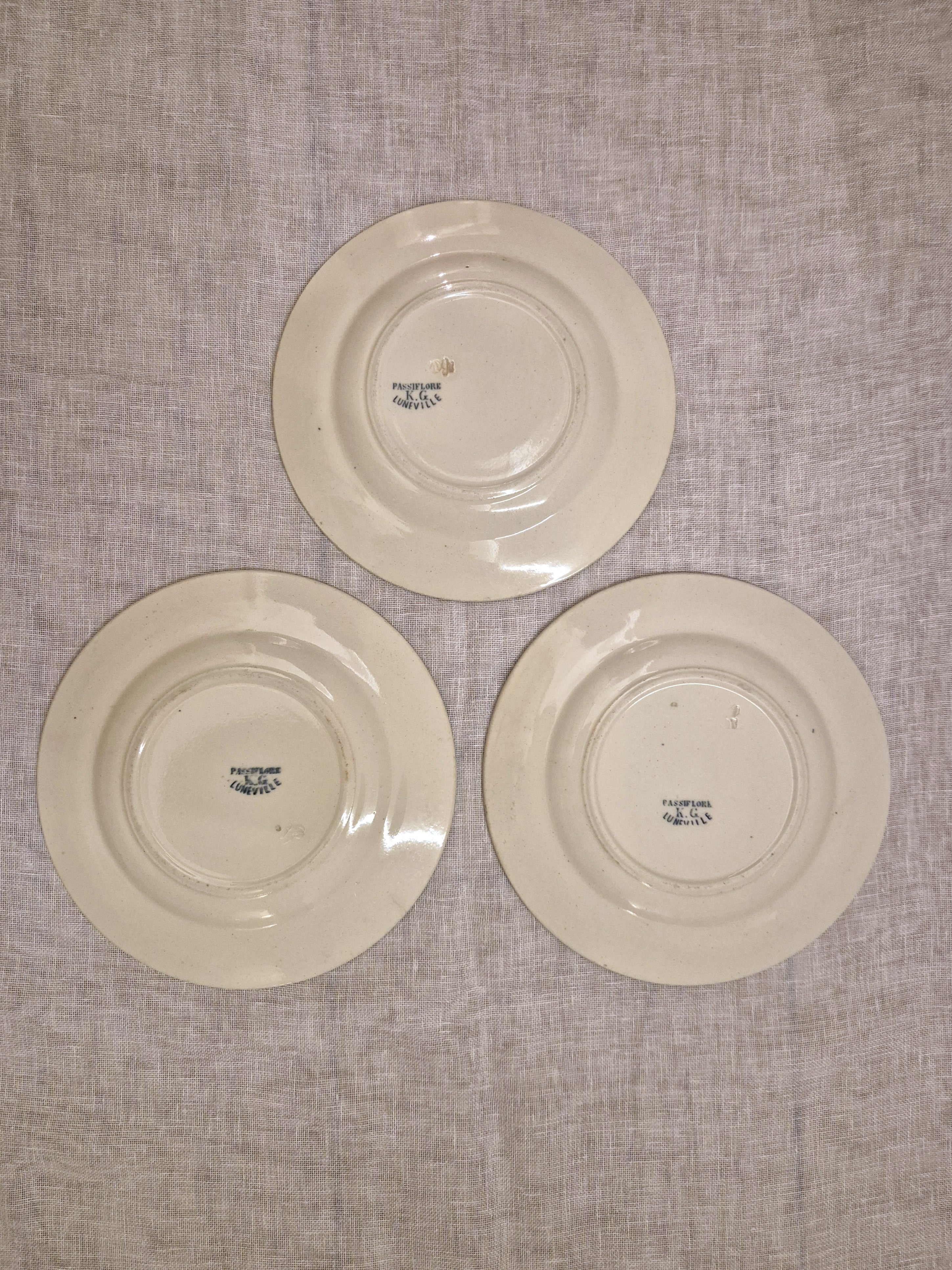 3 assiettes à dessert anciennes Lunéville