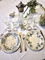 Duo dépareillé d'assiettes bleues anciennes Salins Little Harmonie