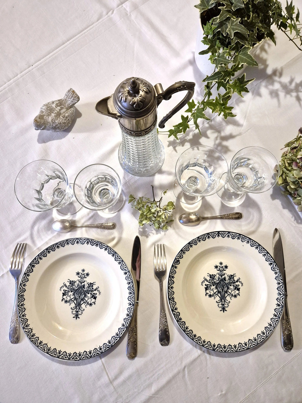 Ensemble de 6 assiettes plates anciennes Salins Little Harmonie