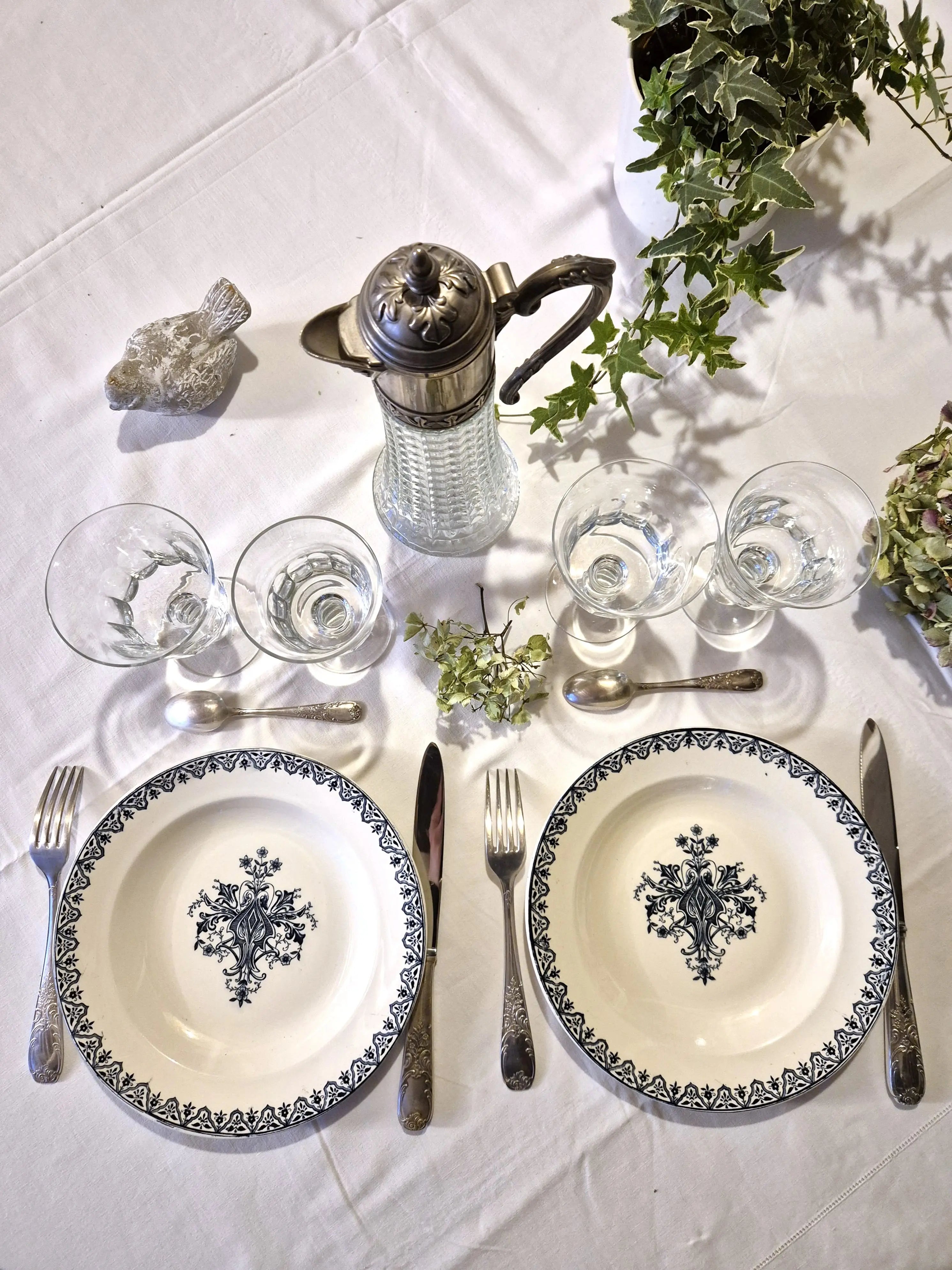 Ensemble de 6 assiettes plates anciennes Salins Little Harmonie