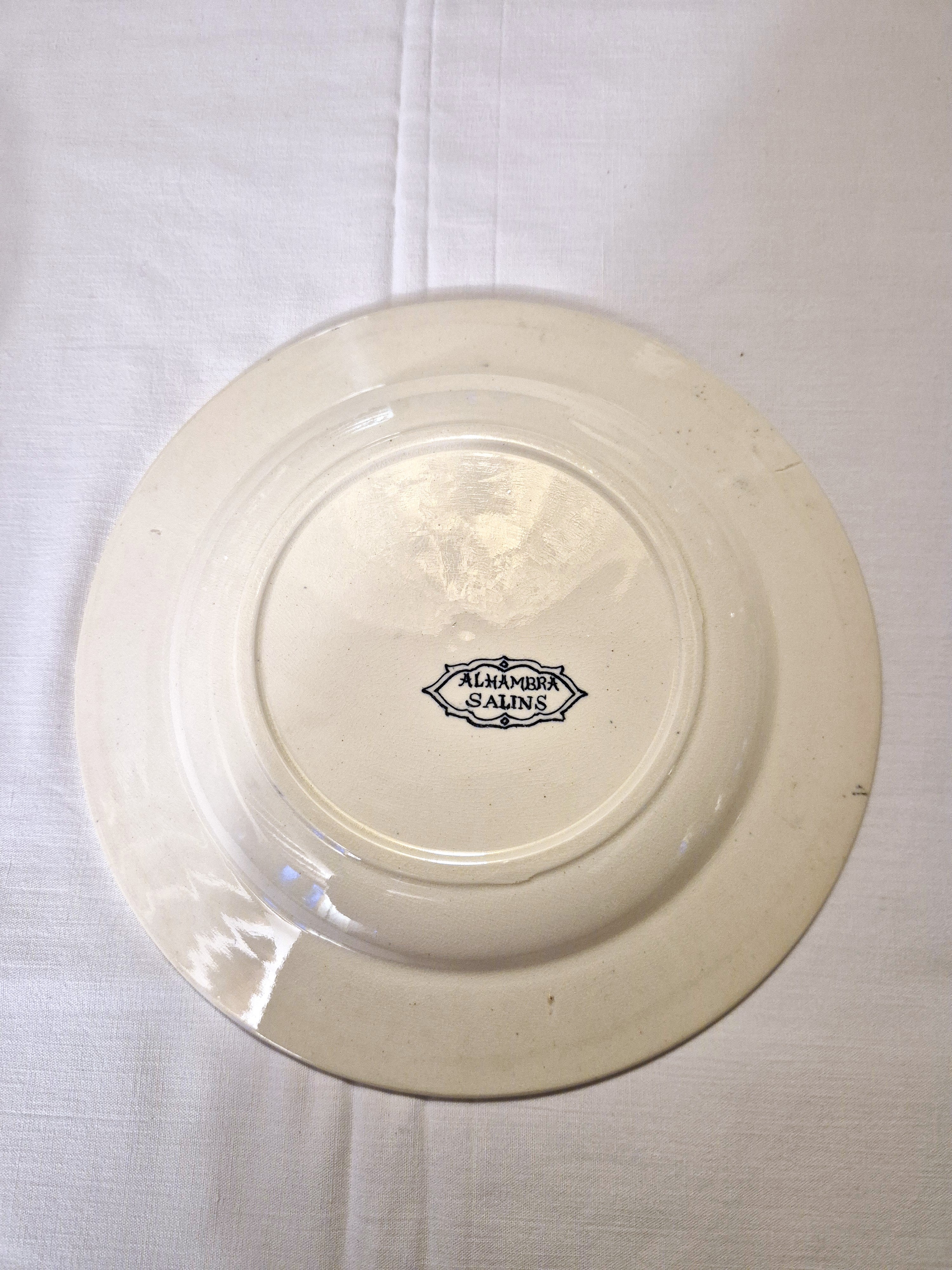 Ensemble de 6 assiettes plates anciennes Salins