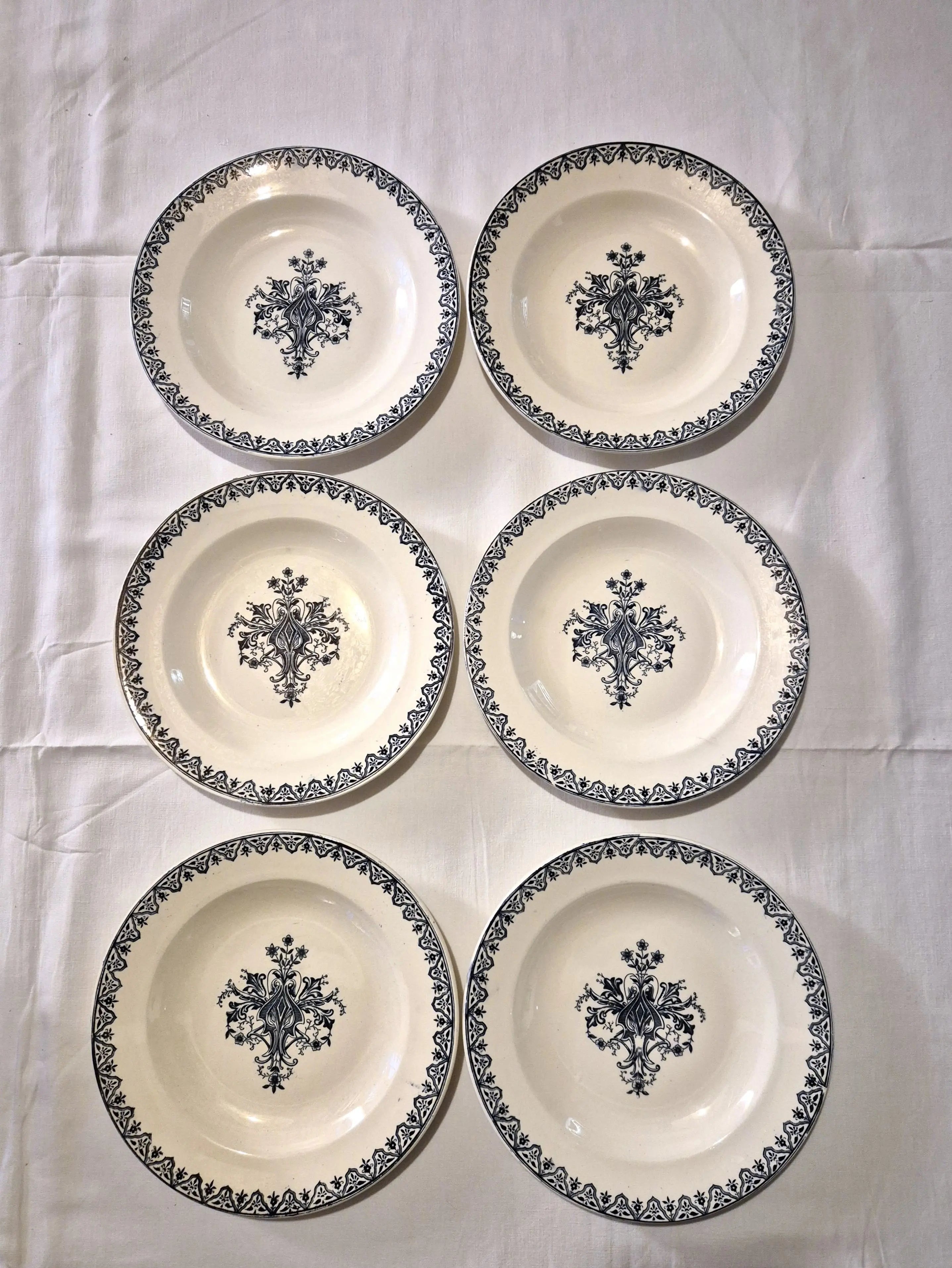 Ensemble de 6 assiettes plates anciennes Salins Little Harmonie