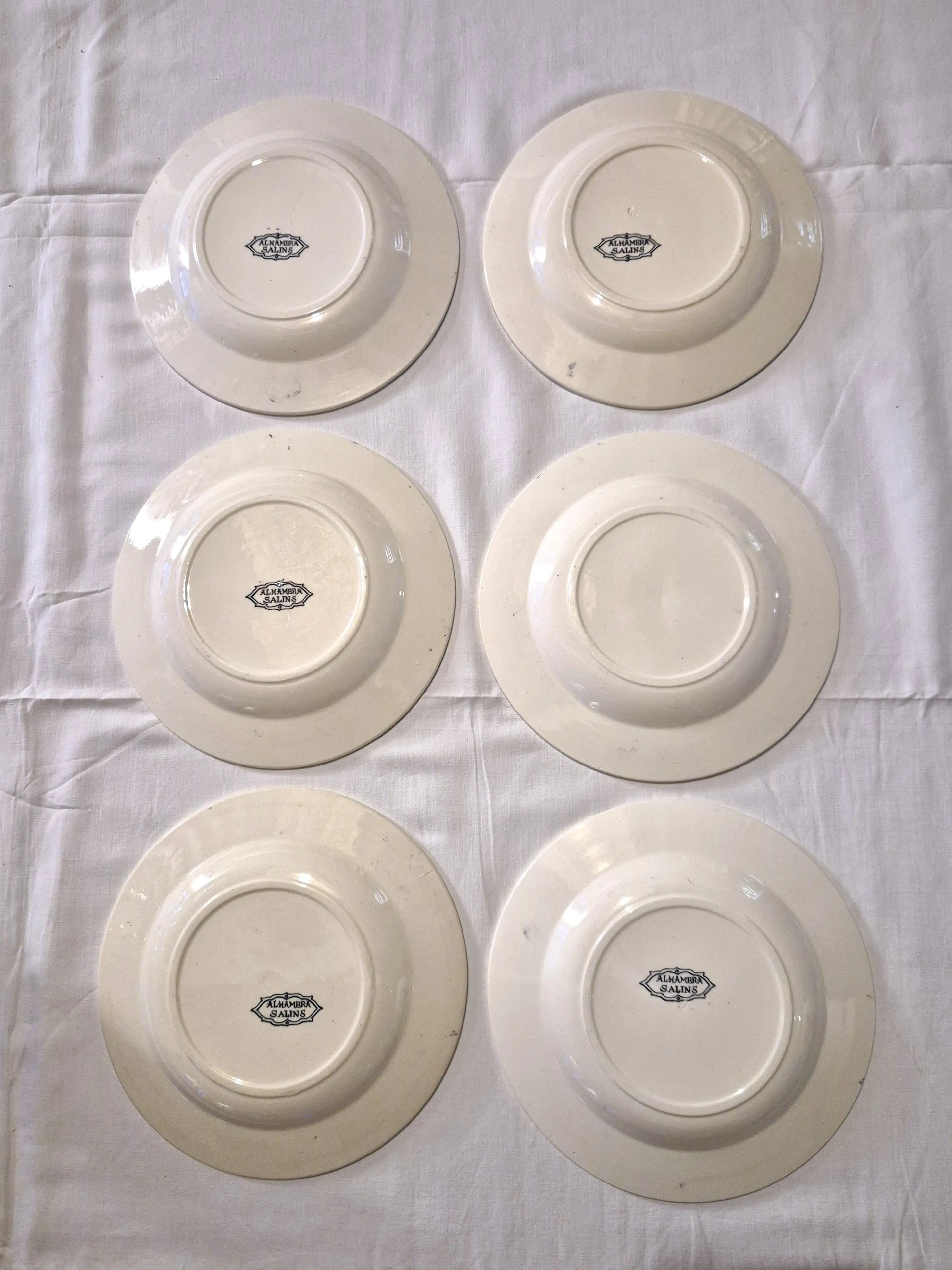Ensemble de 6 assiettes plates anciennes Salins Little Harmonie