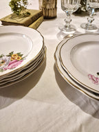 Ensemble d'assiettes vintage Digoin en porcelaine opaque