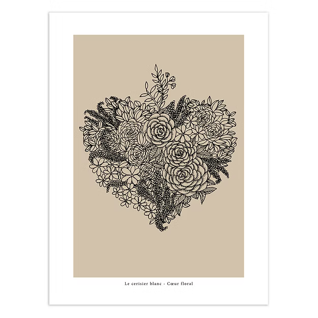Affiche "Cœur floral"