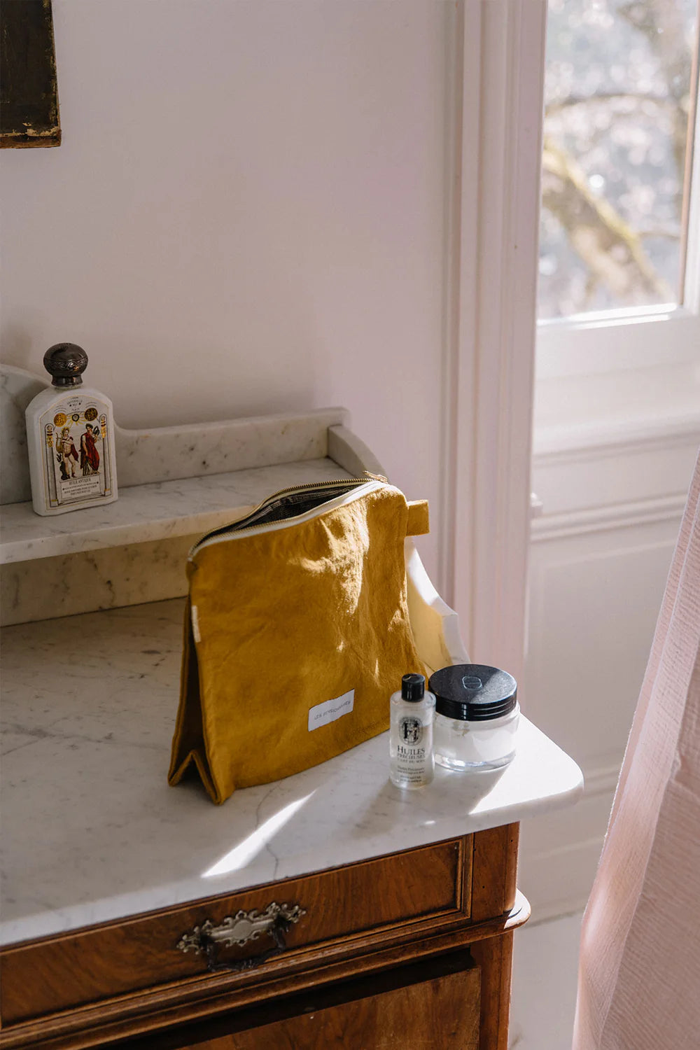 Trousse de toilette coton bio Jaune Safran Les Pensionnaires