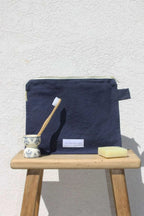 Trousse de toilette coton bio Bleu Orage Les Pensionnaires
