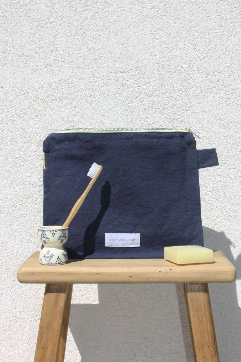 Trousse de toilette coton bio Bleu Orage Les Pensionnaires