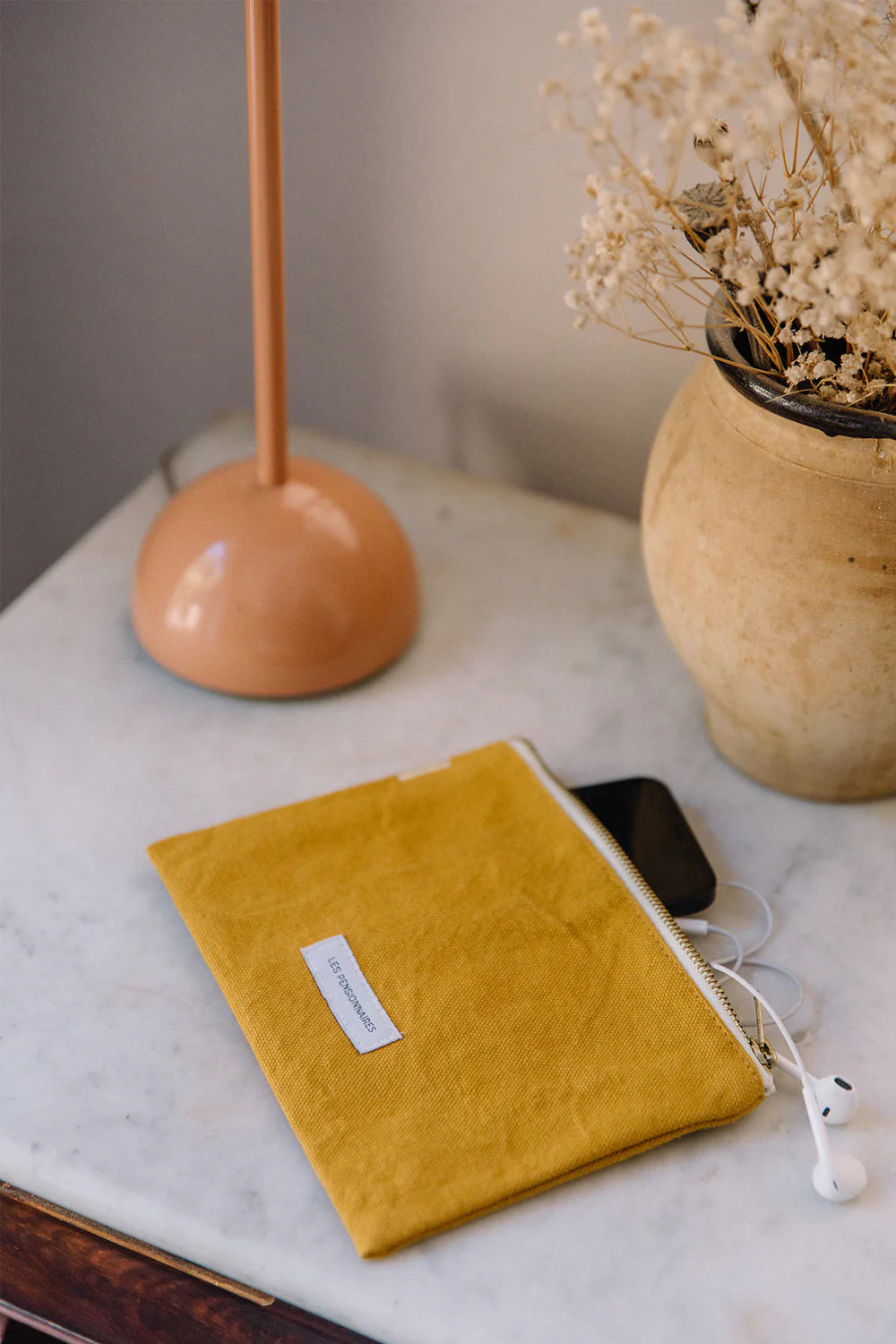 Petite pochette coton bio Jaune Safran Les Pensionnaires