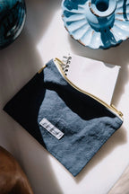 Petite pochette coton bio Bleu Orage Les Pensionnaires