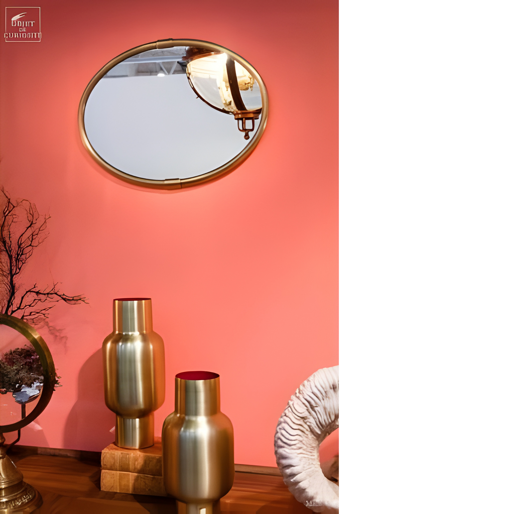 Miroir oval cadre laiton motif lézard