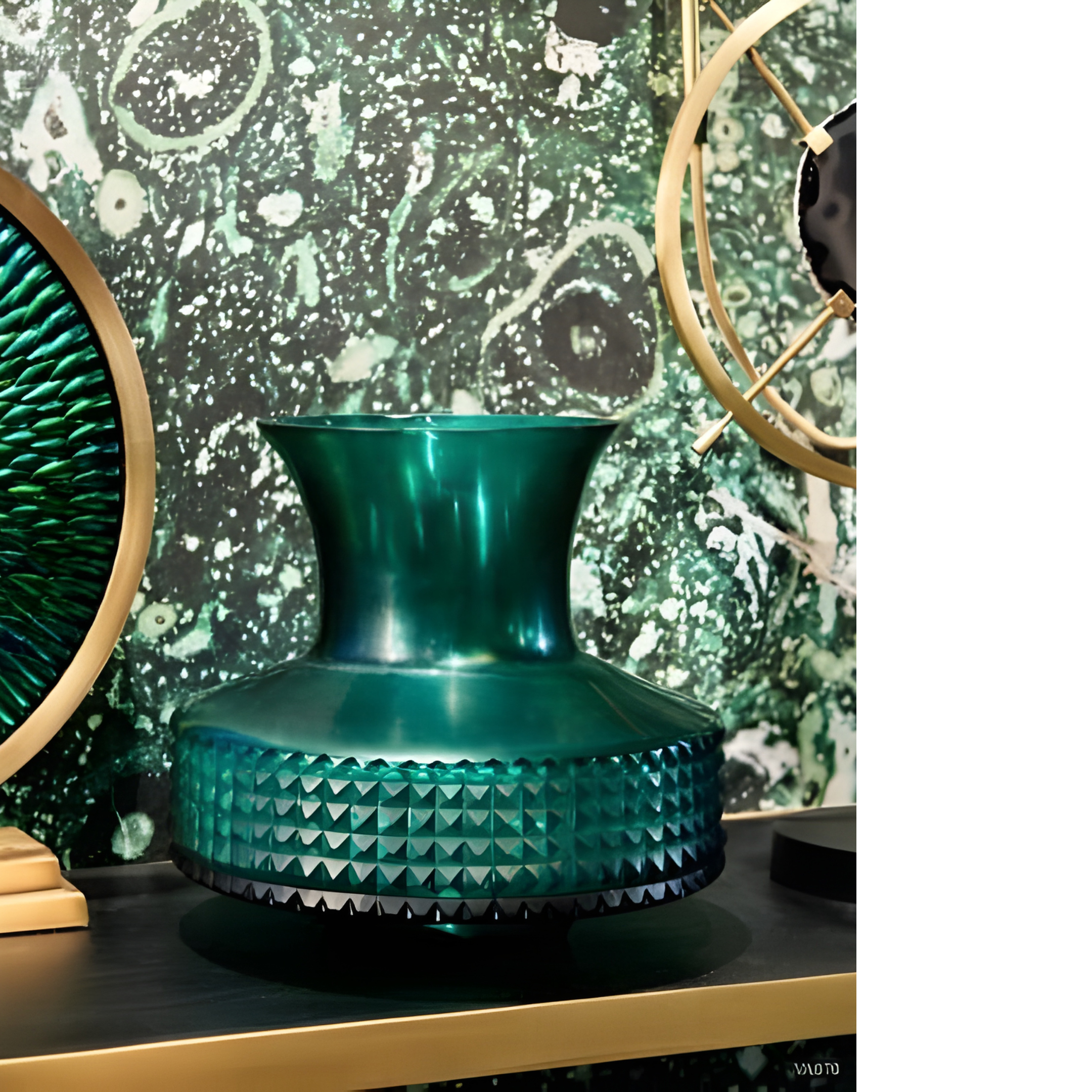 Vase col large vert bande pointes de diamants