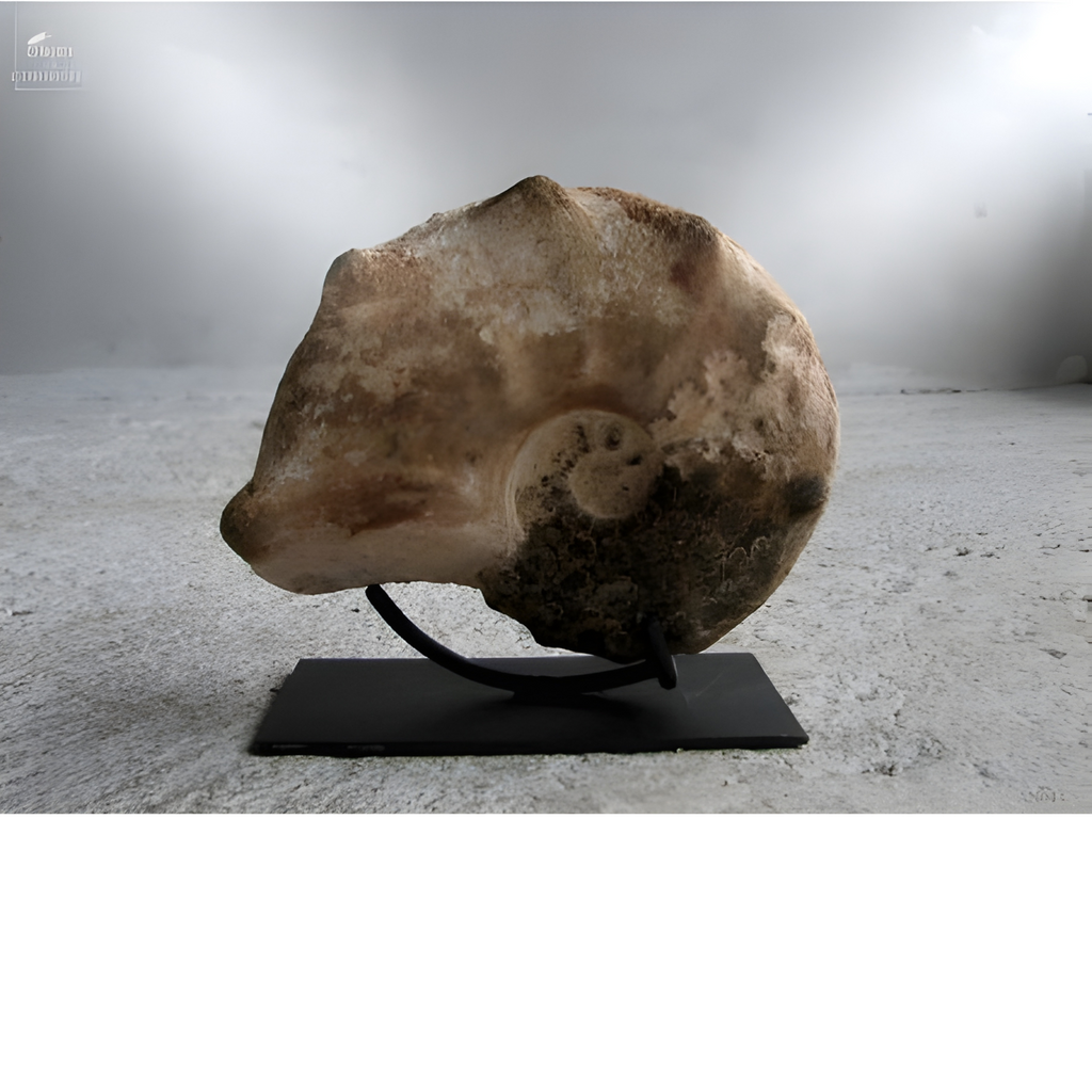 Goniatite à pics sur socle métal