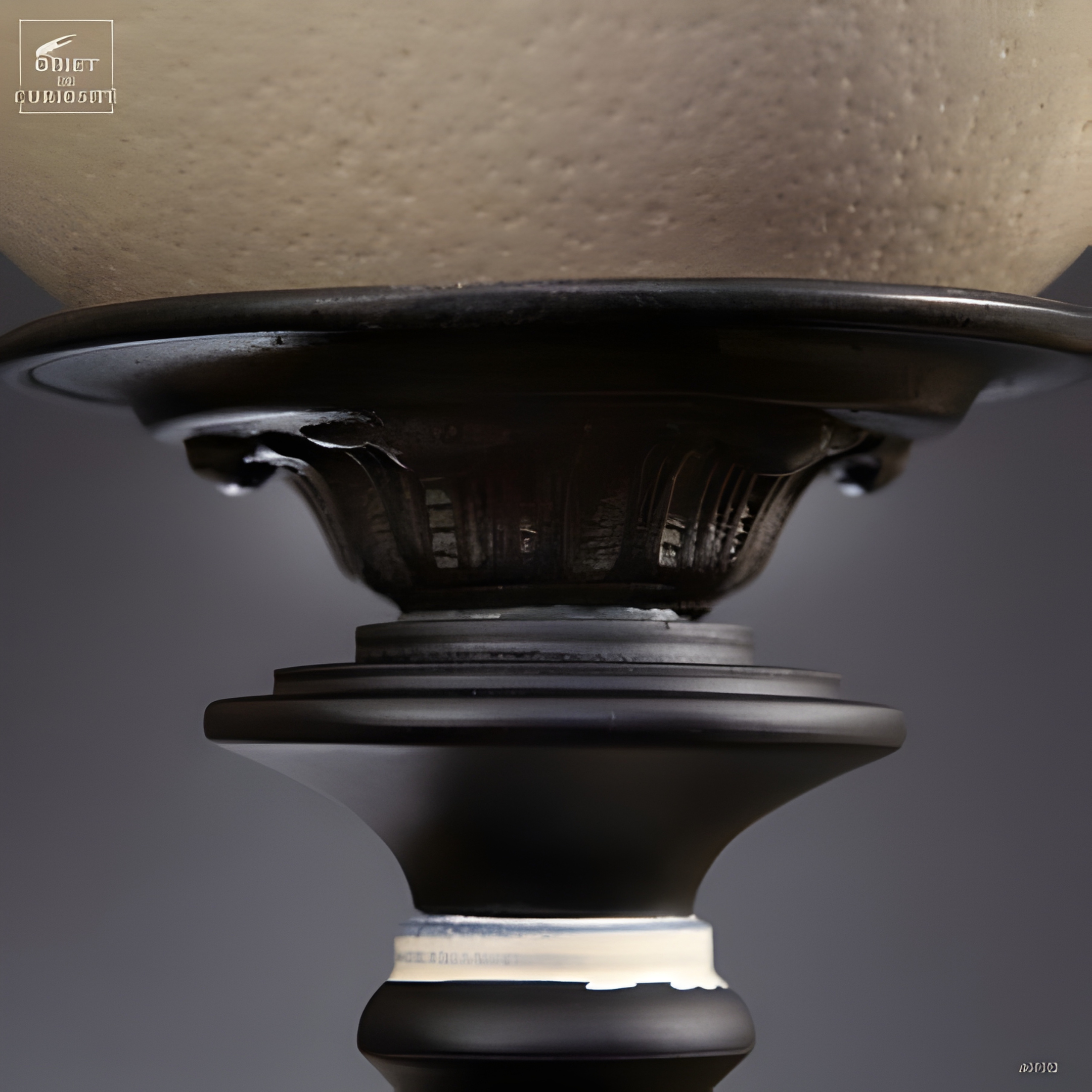 Œuf d'autruche sur socle noir et blanc