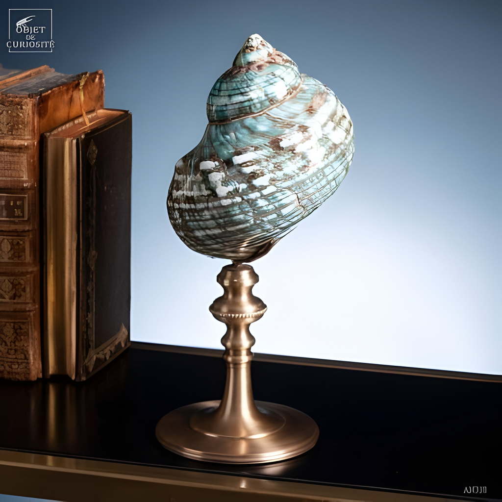 Turbo IMPERIALIS vert, poli, sur pied laiton