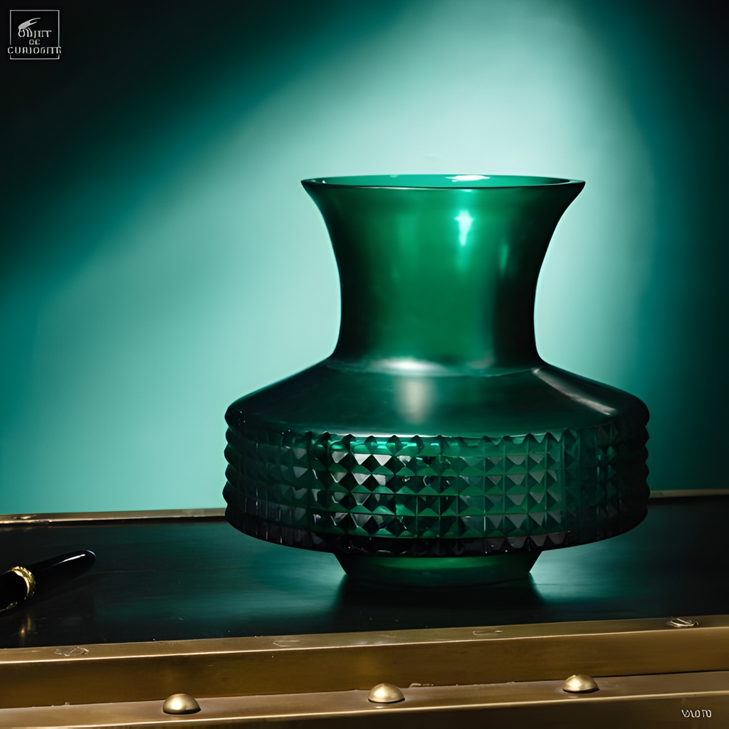Vase col large vert bande pointes de diamants