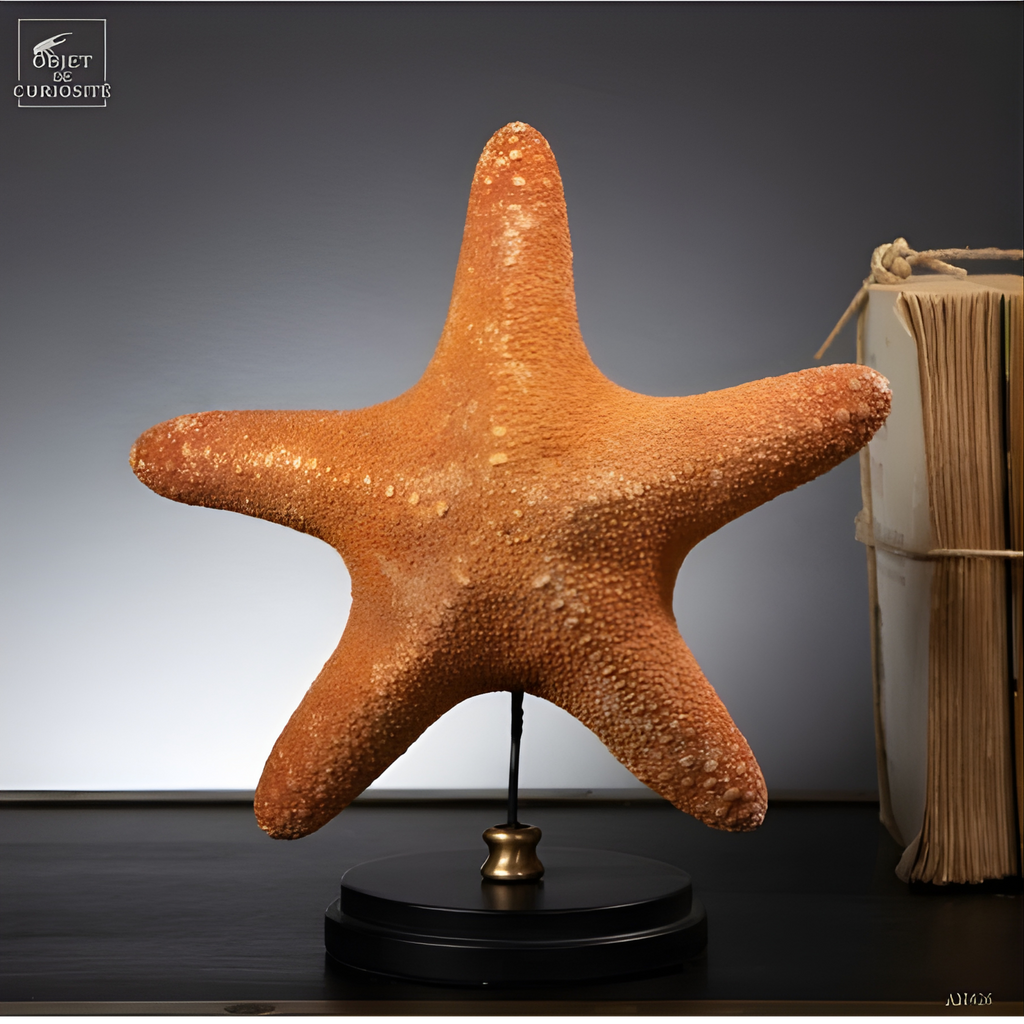 Etoile de mer à pois sur base noire ronde