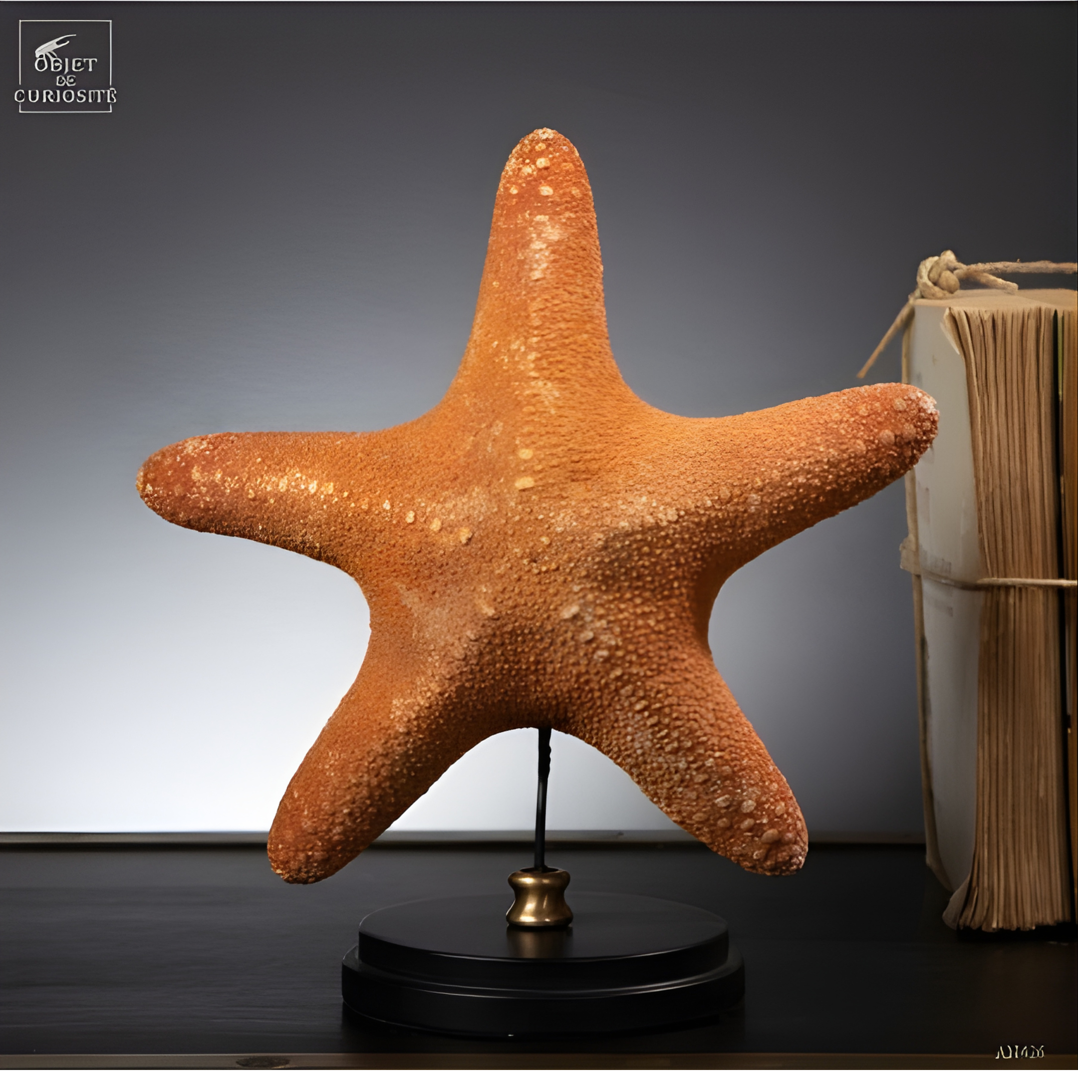 Etoile de mer à pois sur base noire ronde