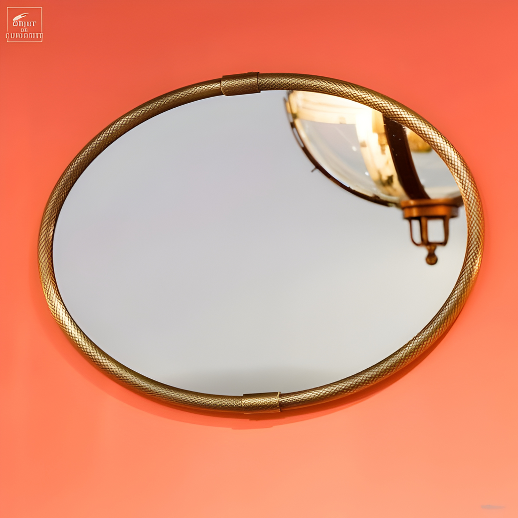 Miroir oval cadre laiton motif lézard