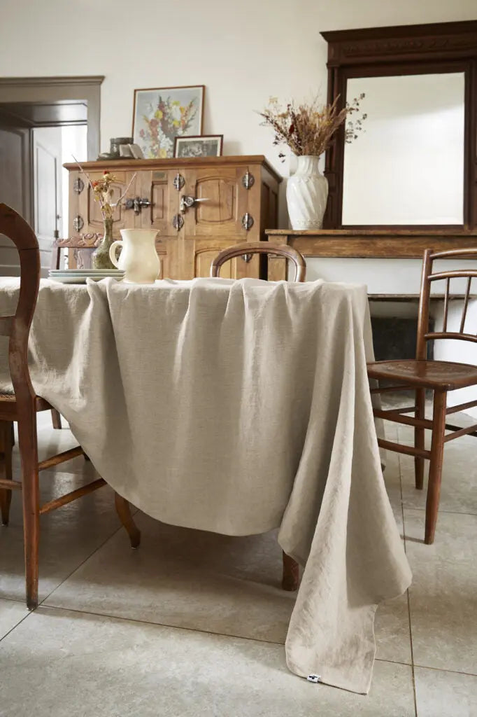 Nappe rectangle 170x250 Lin lavé SOLINE Sable Little Harmonie
