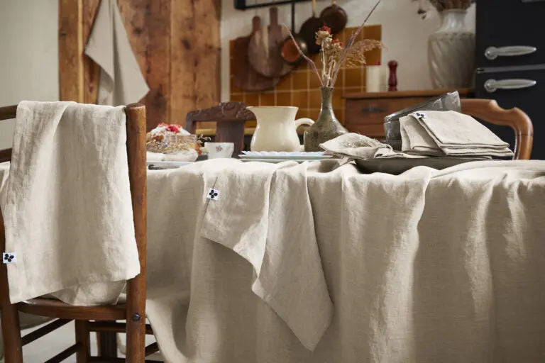 Nappe rectangle 170x250 Lin lavé SOLINE Sable Little Harmonie