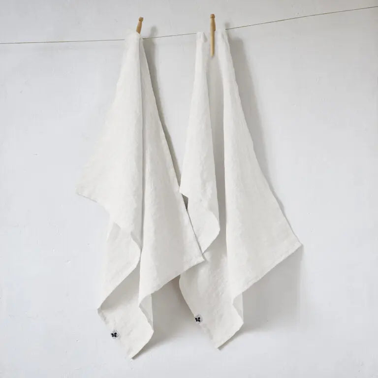 Lot de 2 essuie-vaisselle 50x70 Lin lavé SOLINE Craie Little Harmonie