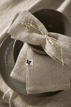 Lot de 3 serviettes Lin lavé 40x40 SOLINE Sable Little Harmonie