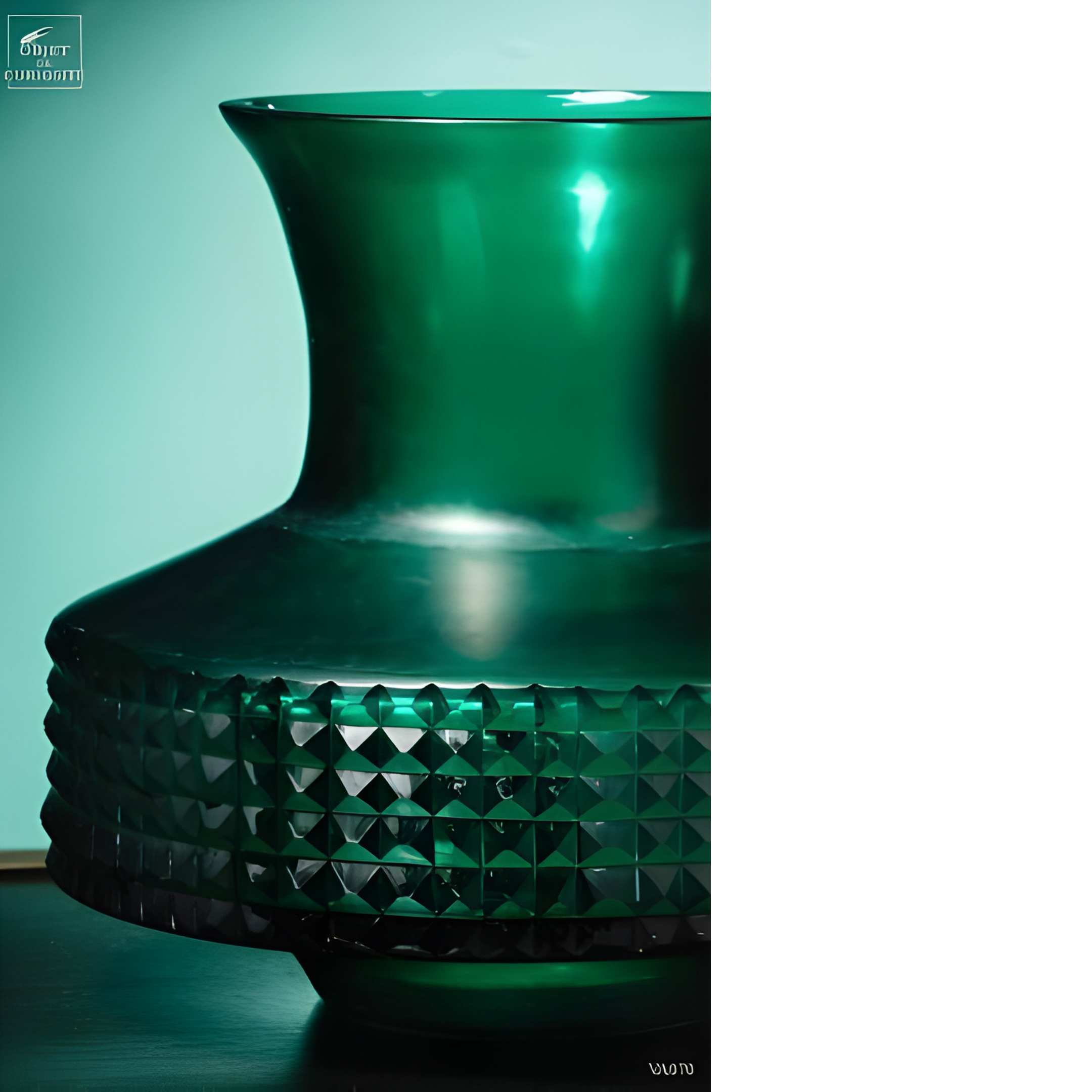 Vase col large vert bande pointes de diamants