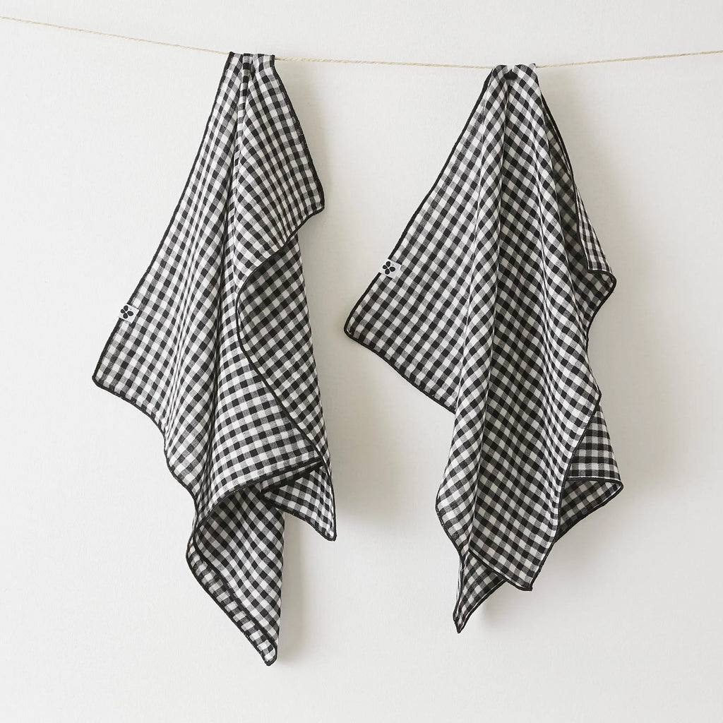 Lot de 2 essuie-mains 50x70 Gaze de coton tissée VICKIE Truffe Little Harmonie