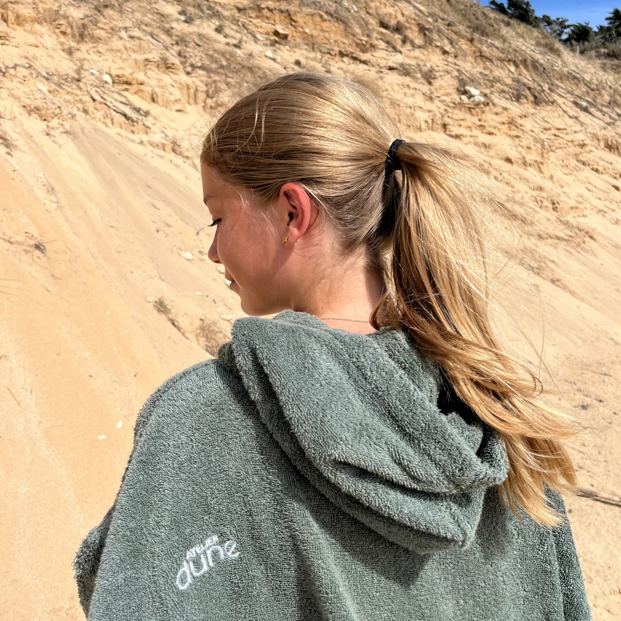 Poncho en coton premium bio Vert sauge