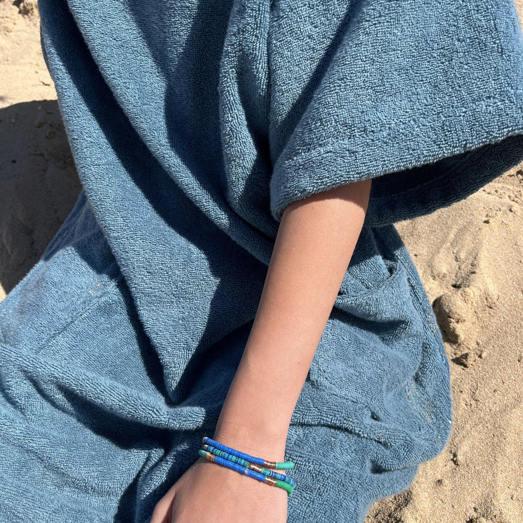 Poncho en coton premium bio Bleu lagon