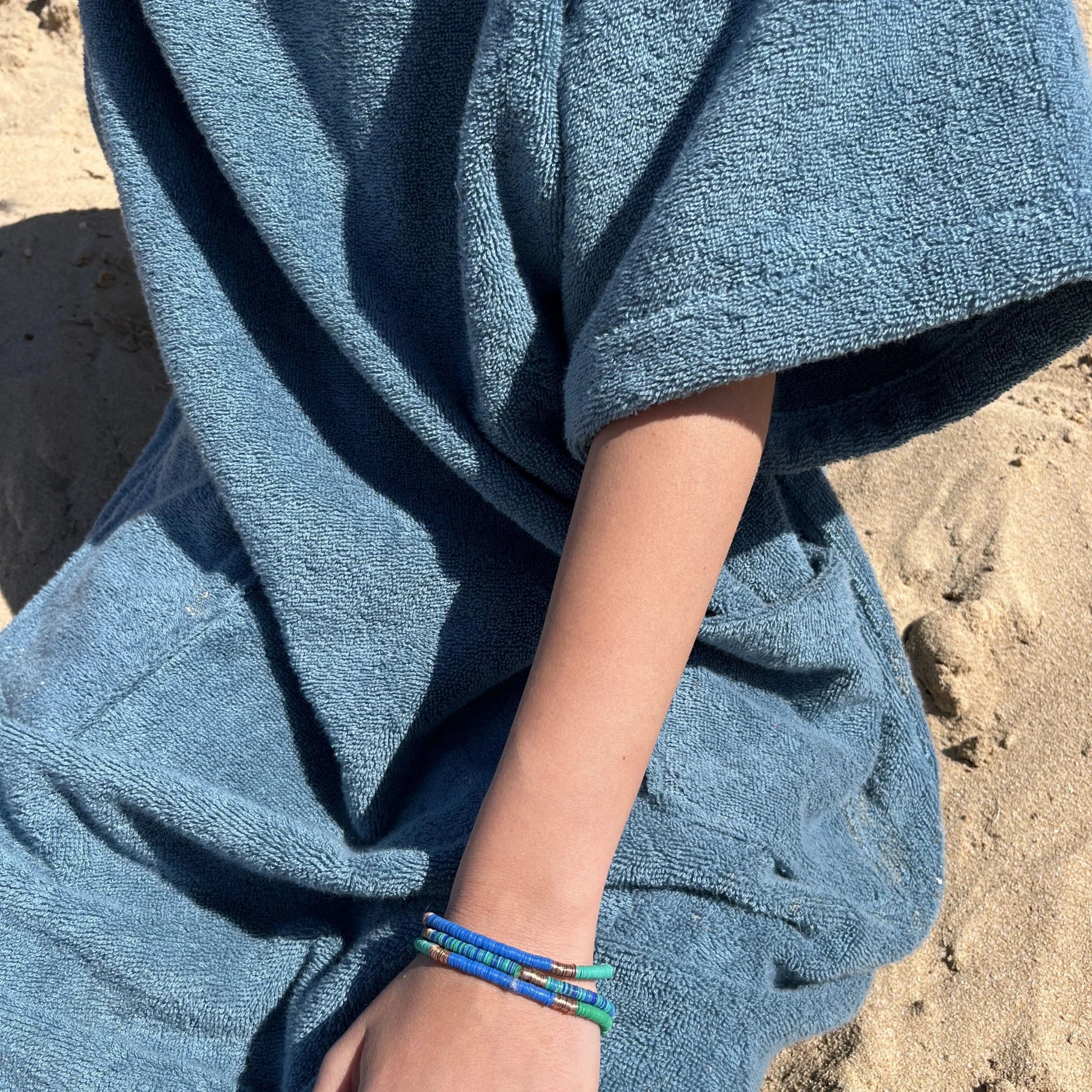 Poncho en coton premium bio Bleu lagon