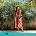 Poncho en coton premium bio Terracotta