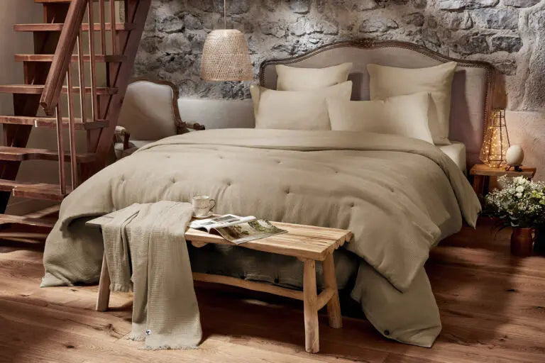 Bout de lit 90x200 Nid d'Abeille uni ALMA ficelle Little Harmonie