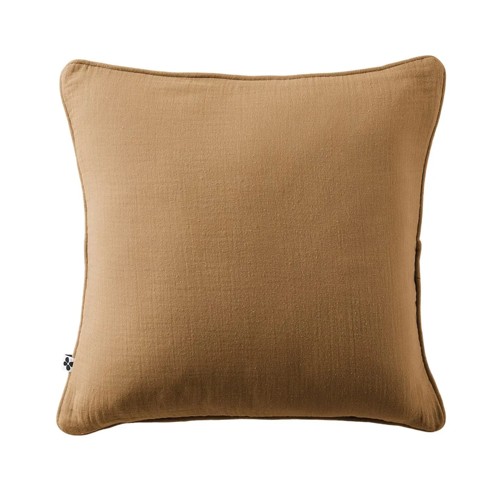 Coussin déhoussable 45x45 Gaze de coton unie GAIA Camel Little Harmonie