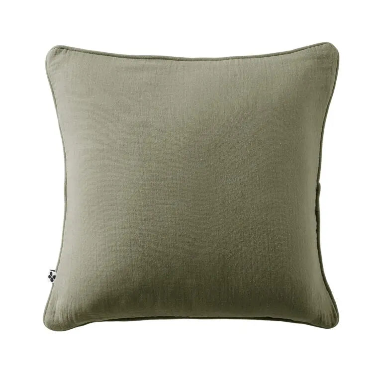 Coussin déhoussable 45x45 Gaze de coton unie GAIA Romarin Little Harmonie