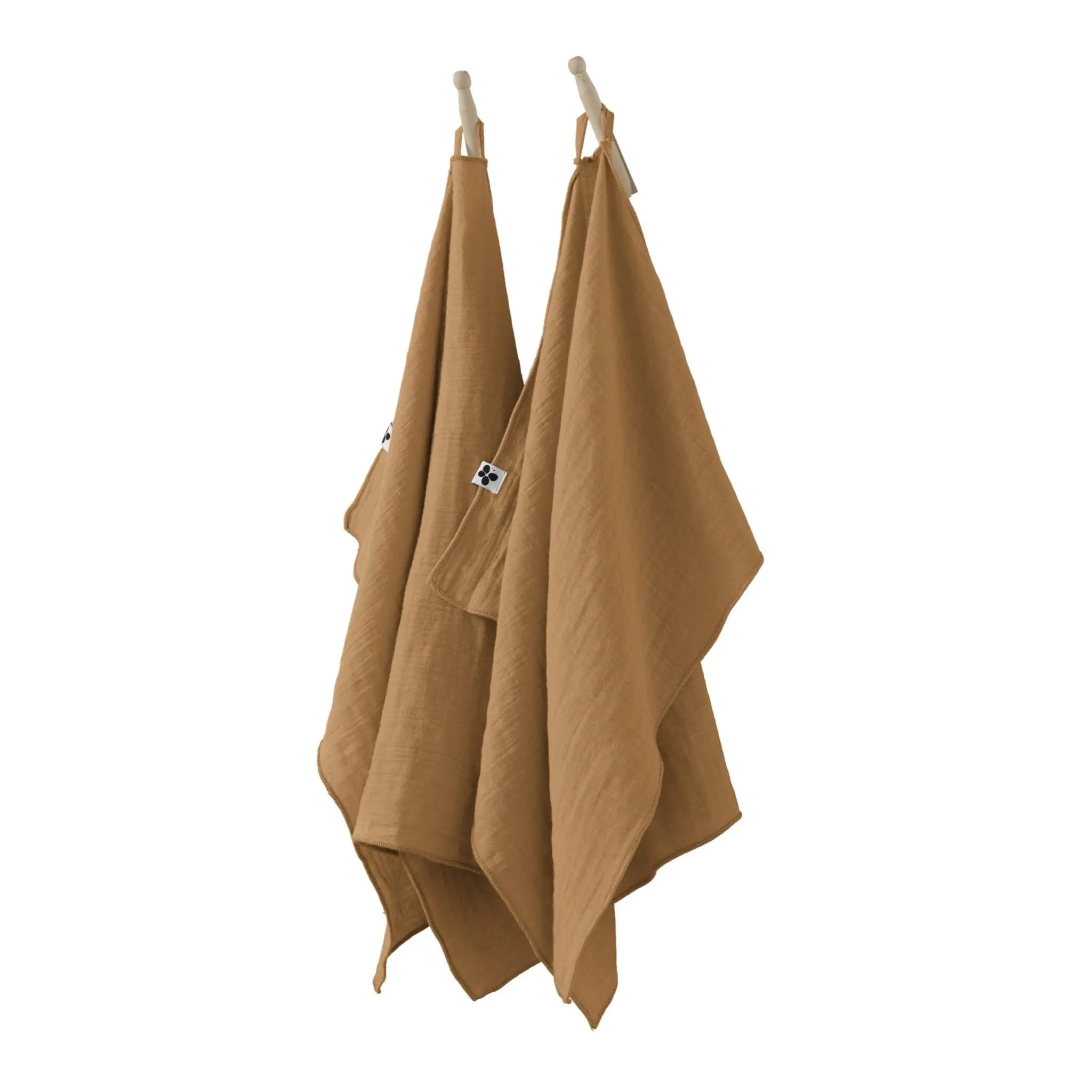 Lot de 2 essuie-mains 50x70 Gaze de coton unie GAIA Camel Little Harmonie