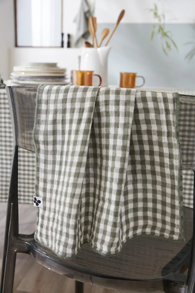 Nappe rectangle 150x250 Gaze de coton tissée VICKIE Romarin Little Harmonie