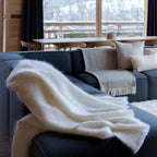 Plaid en laine de Mohair blanc