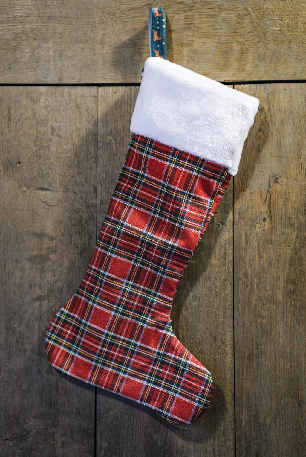 Botte de Noël aux motifs écossais