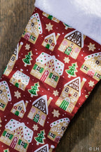 Botte de Noël aux motifs maisonnettes en pain d'épices