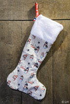 Botte de Noël crème aux motifs bonhommes de neige