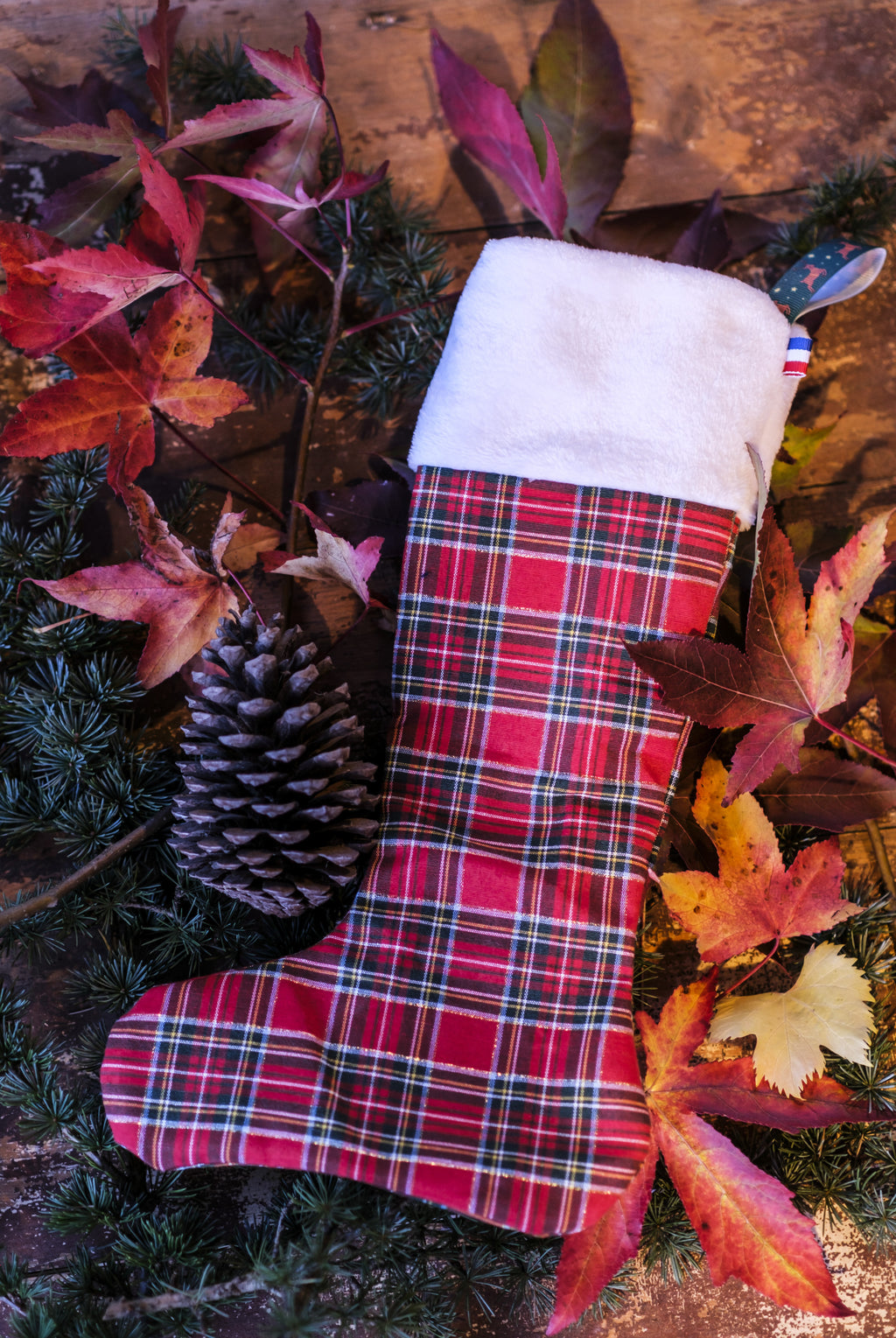 Botte de Noël aux motifs écossais