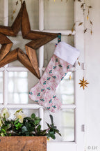 Botte de Noël beige aux motifs houx et sucre d'orge